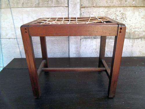 VINTAGE IMBUIA WOOD RIMPIE FOOT STOOL CHAIR, NEEDS TLC