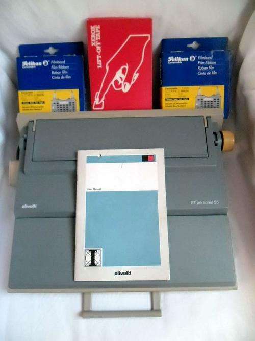 OLIVETTI ET PERSONAL 55 ELECTRONIC ELECTRIC TYPEWRITER WITH MANUAL & MANY ACCESSORIES, 100% WORKING!