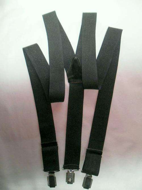VINTAGE LARGE GREY ELASTIC SUSPENDERS BRACES BY CAS, MADE IN GERMANY