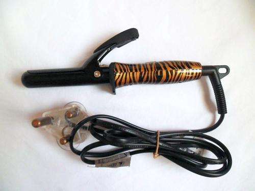 TRAVEL ELECTRIC HAIR STYLING CURLER TONG COOL ZEBRA/GOLD ANIMAL PRINT, LIKE NEW! REDUCED BY R55.00!