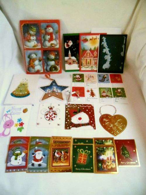 LOT OF CHRISTMAS CARDS, PARCEL HANGERS, STICKERS AND TWO OTHERS - ONE IS PLAYING JINGLE BELLS!