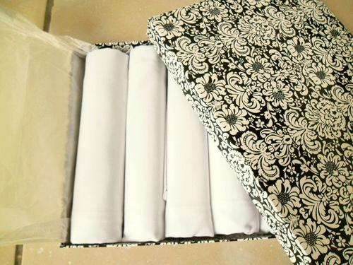 NOW REDUCED BY 50 %! SIX BRAND NEW BOXED LARGE WHITE COTTON SERVIETTES NAPKINS, 48 CM x 45 CM