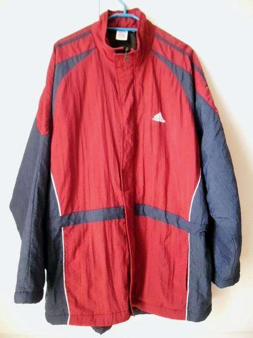 SALE!!! ORIGINAL *ADIDAS* LIGHT PADDED WIND BREAKER RETRO FASHION JACKET RED/NAVY BLUE