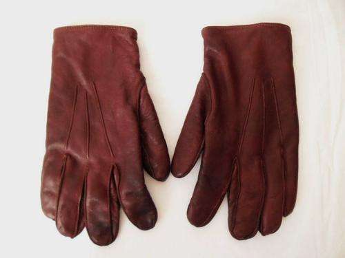 *ENGLISH MAKE* VINTAGE LINED GENUINE BRAUN LEATHER GLOVES, SIZE M - L