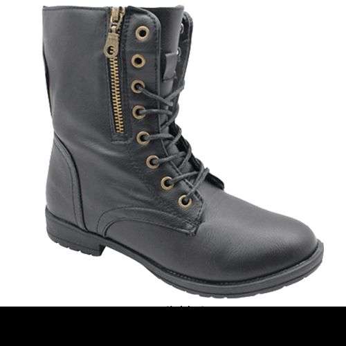 BLACK MILITARY FASHION STYLE BOOTS, SIZE 5, ALMOST NEW - WORN EXACTLY 5 TIMES!