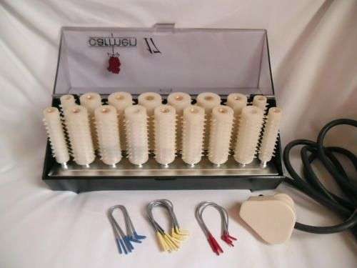 REDUCED BY 50 %! CARMEN 17 ELECTRIC HEATED CURLERS/ROLLERS WITH PINS HYGIENICALLY CLEAN, MADE IN DK