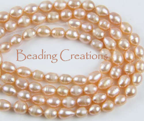 PEARLS - FRESHWATER - PEACH PINK - 6-7 mm - 3.5cm STRAND