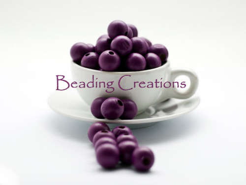 WOODEN BEADS - NATURAL - PURPLE - ROUND - 18mm - 4 PCS
