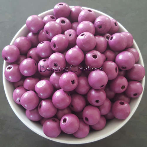WOODEN BEADS - DESIGNER - HAND PAINTED - NATURAL ROUND - GRAPE - 18mm - 4 PCS
