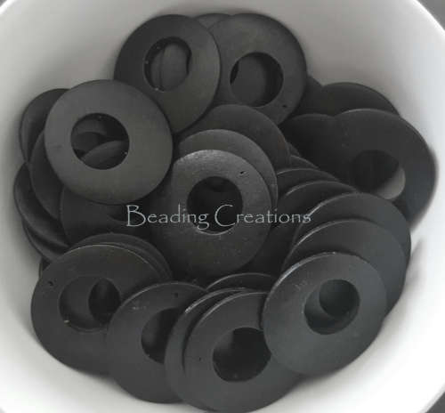WOODEN HOOP PENDANT CONNECTOR RINGS - BLACK - 40mm