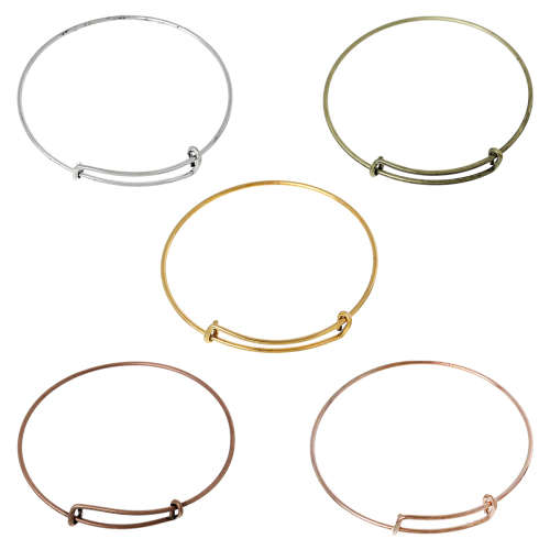 Expandable Double Bar Charm Bangle Bracelets