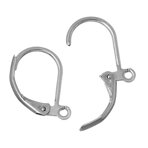 Stainless Steel Lever Back Earring Hook Clips With Loop