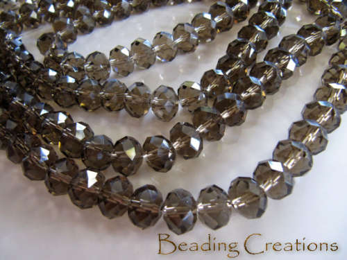 Czech Crystal Quartz Faceted Glass Beads Rondelle Light Brown Sepia 10mm