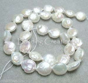 PEARLS - FRESHWATER - IRIDECENT WHITE - 5-6mm - BAROQUE & COIN CULTURED - 39cm STRAND