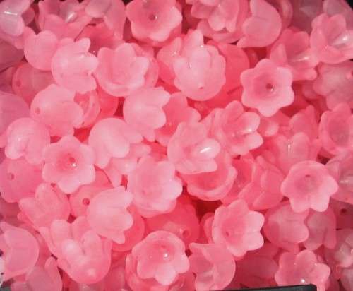 ACRYLIC - FROSTED - HOT PINK - LILLY OF THE VALLEY - FLOWER - BEADS/BEAD CAPS - 7x10mm