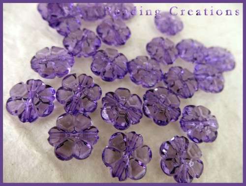 ACRYLIC - TRANSPARENT - PURPLE - FLOWER - BEADS - 10mm