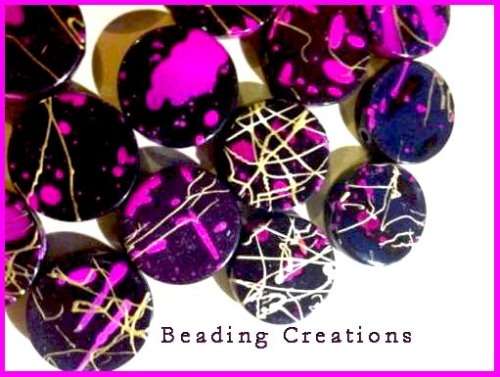 ACRYLIC - DRAWBENCH BEADS - GOLD AND CERISE PINK