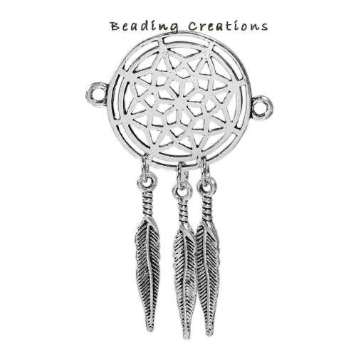PENDANTS - DREAM CATCHER - ANTIQUE SILVER - 56mm