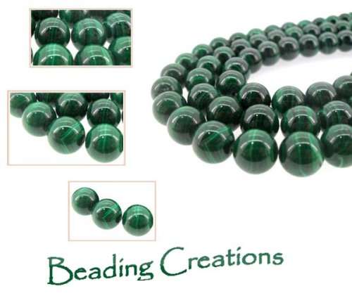 Malachite Semi Precious Natural Stone Beads Round - 8mm