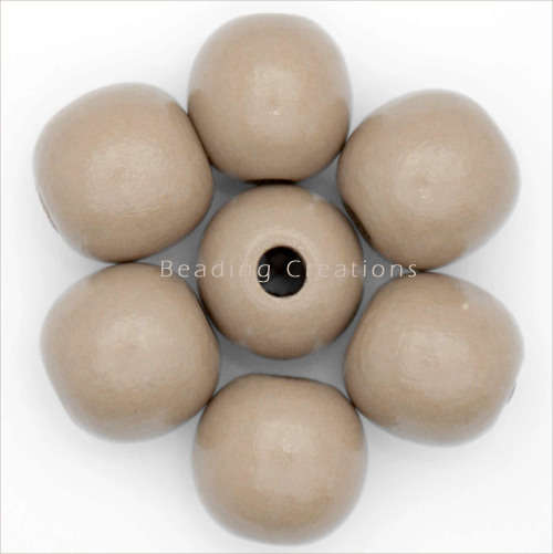 WOODEN BEADS - NATURAL - STONE - ROUND - 12mm - 10 PCS