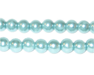 GLASS PEARL BEADS - PALE AQUA - 8mm - 25 PCS
