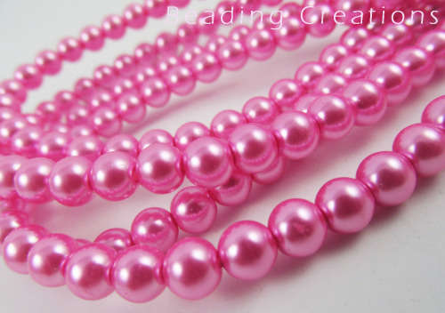 GLASS PEARL BEADS - CARNATION PINK - 8mm - 25 PCS