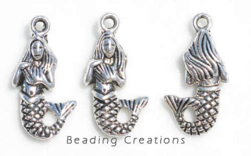 CHARMS/CHARM/ANTIQUE SILVER CHARMS/JEWELRY MAKING CHARMS/MERMAID CHARMS/METAL CHARMS/BEADING CHARMS