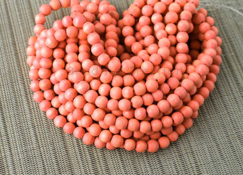 WOODEN BEADS - NATURAL - SALMON PINK - ROUND - 10mm - 20 PCS