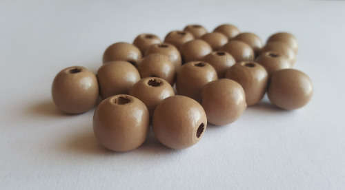 WOODEN BEADS - NATURAL - TOFFEE - ROUND - 14mm - 8 PCS