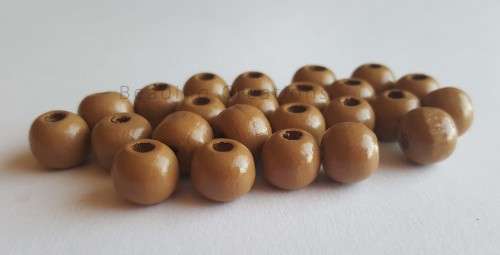 WOODEN BEADS - NATURAL - TOFFEE - ROUND - 10mm - 20 PCS