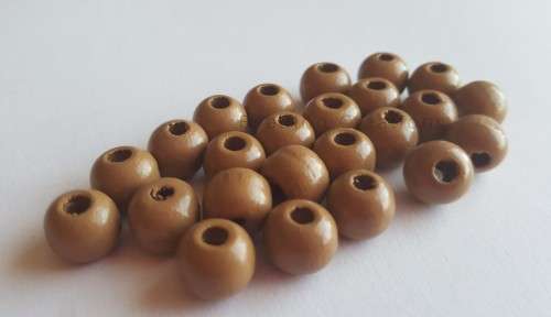 WOODEN BEADS - NATURAL - TOFFEE - ROUND - 10mm - 20 PCS