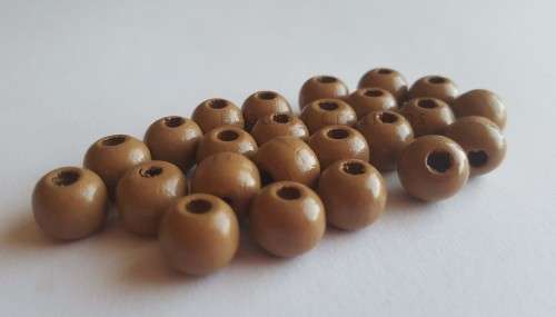 WOODEN BEADS - NATURAL - TOFFEE - ROUND - 10mm - 20 PCS