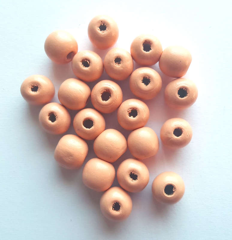 Natural Round Painted Wooden Beads Celosia Orange 14mm