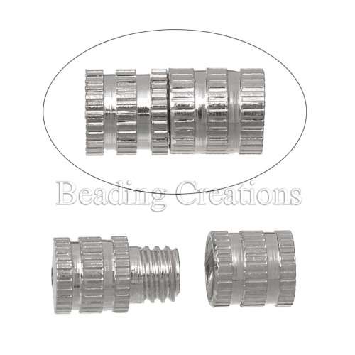SCREW CLASPS - NECKLACE - BRACELET - CYLINDER - BRIGHT SILVER - 8mm