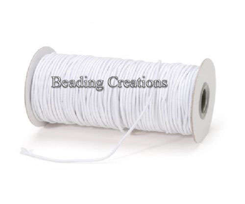 NYLON - COATED - ELASTIC STRETCH CORD - 3mm - WHITE - SOLD PER METER