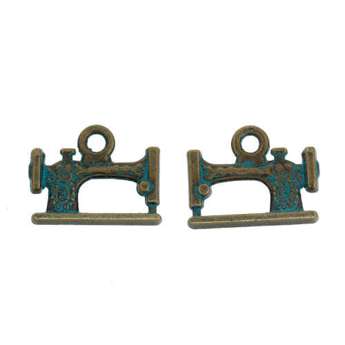 Charms Antique Bronze 3d Patina Sewing Machine