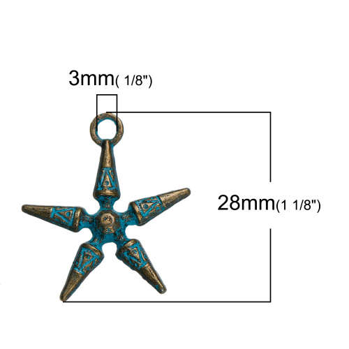 Bohemian Chic Star Charms Patina Bronze 3D
