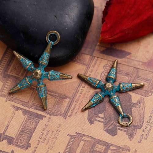 Bohemian Chic Star Charms Patina Bronze 3D