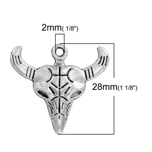 CHARMS - TAU - BOHO CHIC - ANTIQUE SILVER - 28x26mm