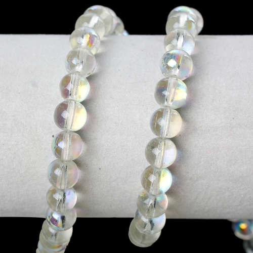 GLASS BEADS - ROUND - TRANSPARENT - AB - 8mm - SOLD PER BEAD