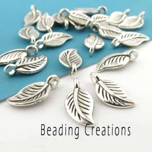 CHARMS - ANTIQUE SILVER - LEAF - CHARMS - 7x14mm - 5 PCS