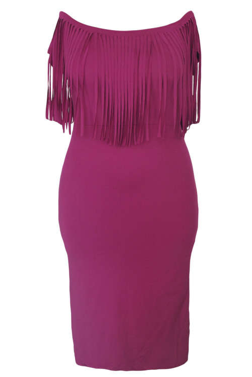 ***PLUS SIZE*** ROSY - SHORT SLEEVE - FRINGE TOP - DRESS - XL/2XL/3XL