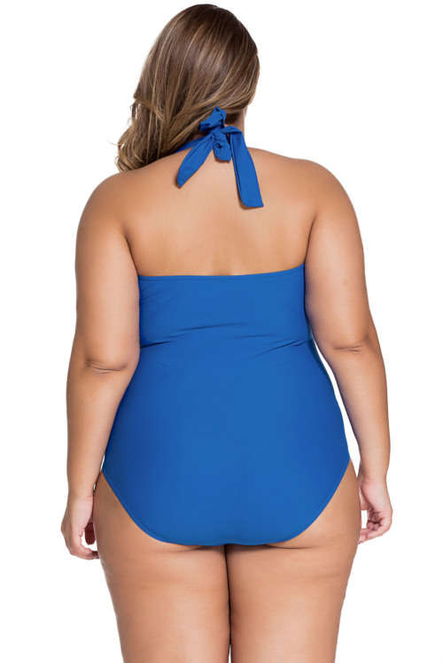 **PLUS SIZE** SEXY SOLID ROYAL BLUE NON-UNDERWIRE MONOKINI- XL/2XL/3XL/4XL