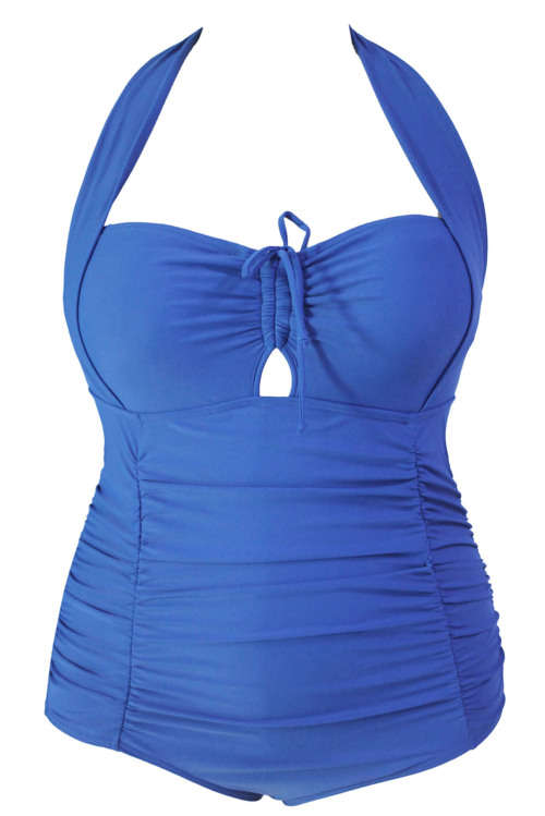 **PLUS SIZE** SEXY SOLID ROYAL BLUE NON-UNDERWIRE MONOKINI- XL/2XL/3XL/4XL