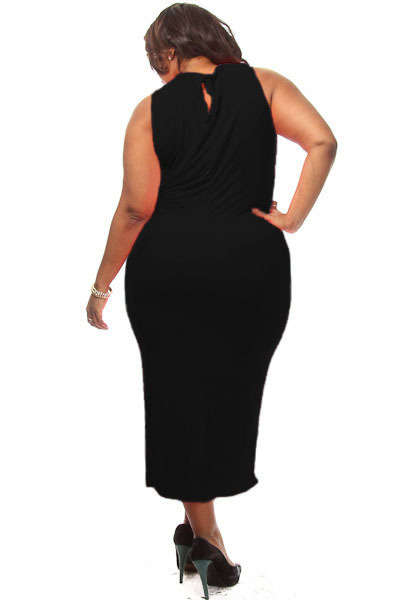 ***PLUS SIZE*** GORGEOUS BLACK CROSS HALTER JERSEY DRESS - XL/3XL
