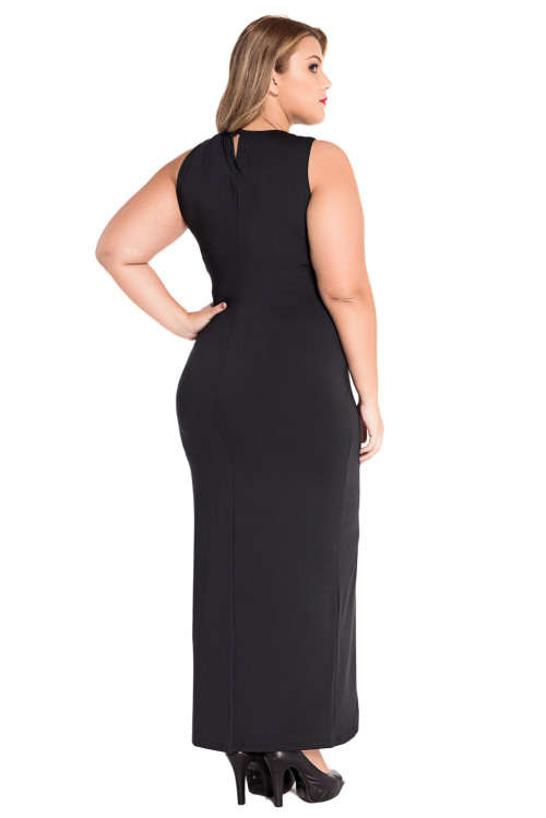 ***PLUS SIZE*** GORGEOUS BLACK CROSS HALTER JERSEY DRESS - XL/3XL