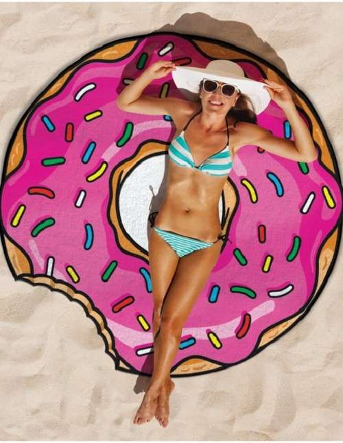MANDALA - YOGA MAT - ROUND - PINK DONUT - BEACH THROW - TOWEL - SHAWL