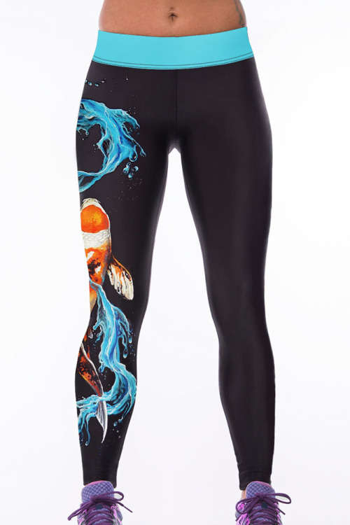 3D NOMADIC FISH IN WATER PRINT HIGH STRETCH YOGA SPORTS LEGGINGS - ONE SIZE