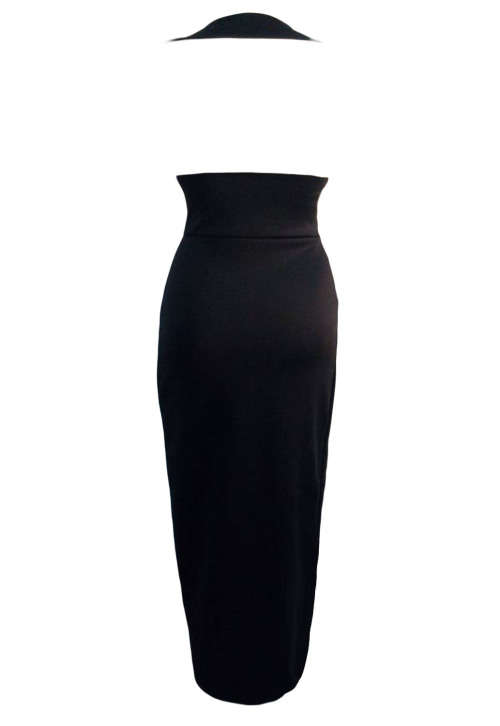 ***HOT SPECIAL*** SEXY LONG BLACK MAXI EVENING DRESS WITH THIGH HIGH SLIT - ONE SIZE