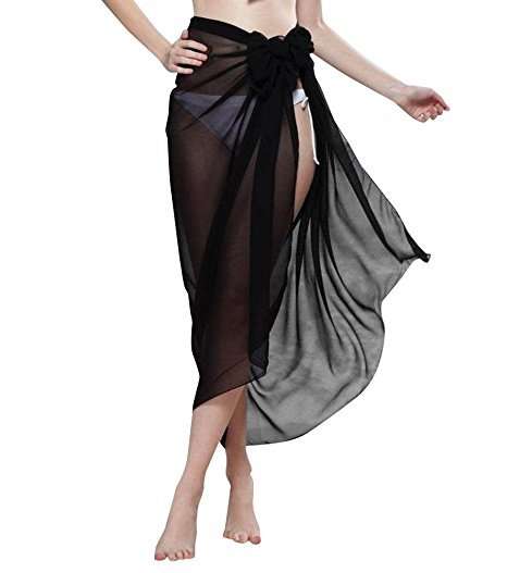 SHEER BLACK CHIFFON SARONG - ONE SIZE